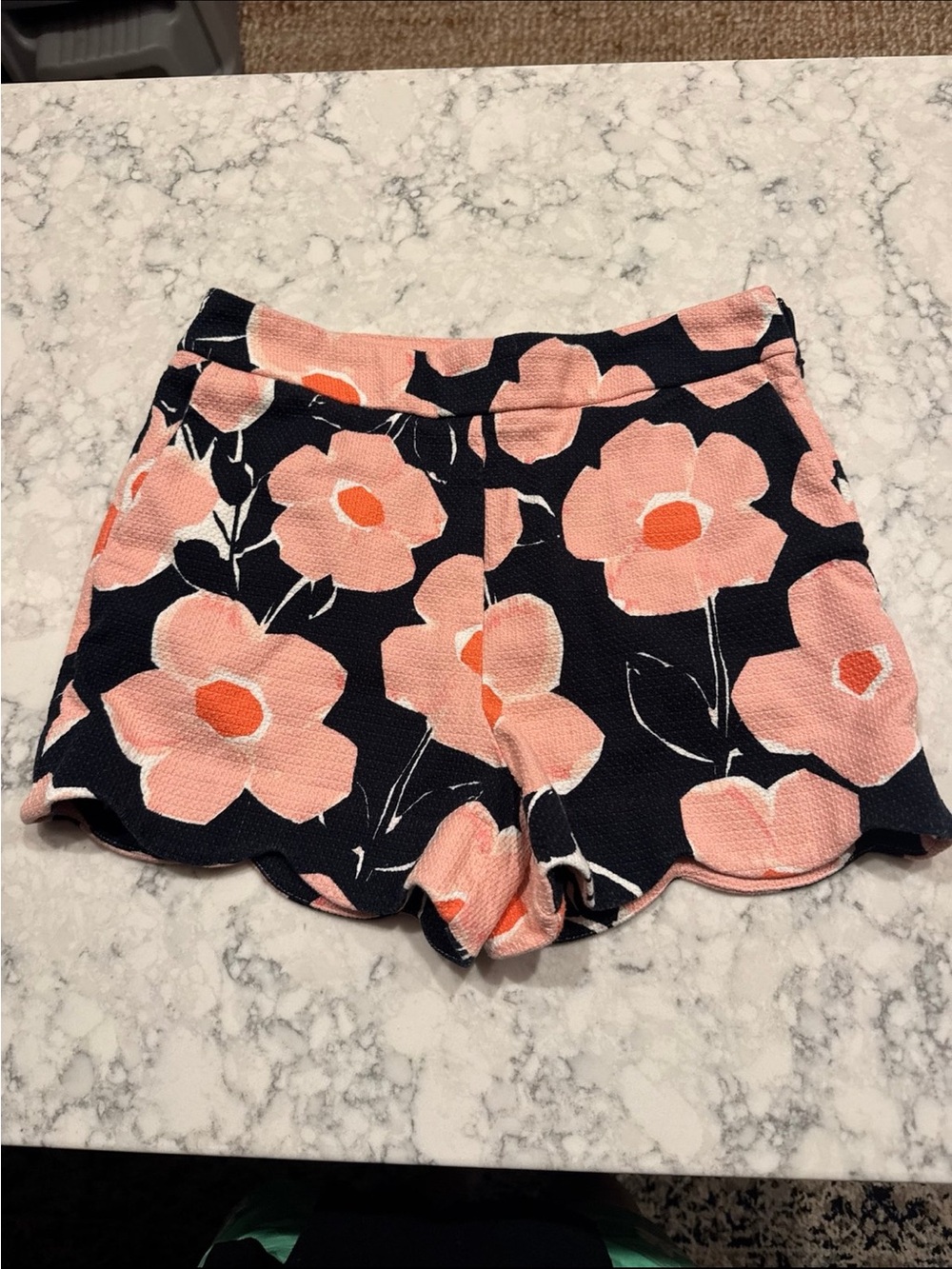 Anthropologie black Floral Scallop Hem Shorts